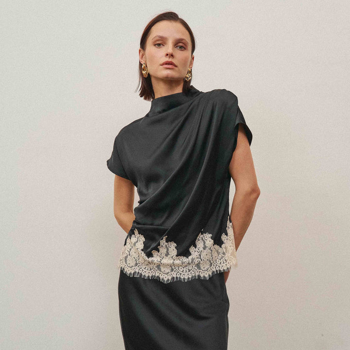 AT3558 Lace satin top-Able-Shop with Bloom West Boutique, Women&