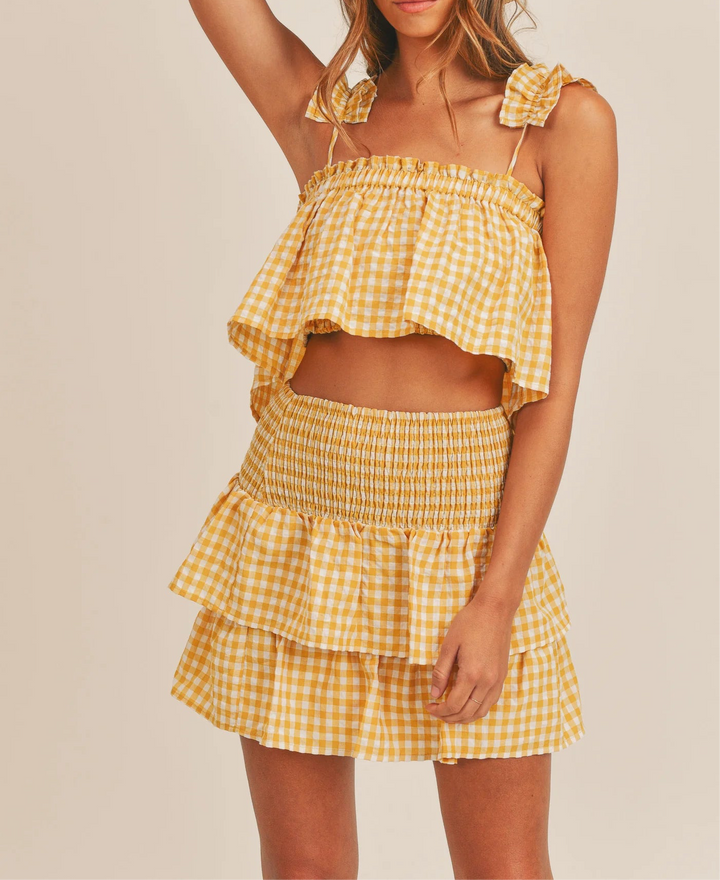 Daveigh Ruffle Crop Top and Skirt Set-Outfits-mable-Shop with Bloom West Boutique, Women's Fashion Boutique, Located in Houma, Louisiana