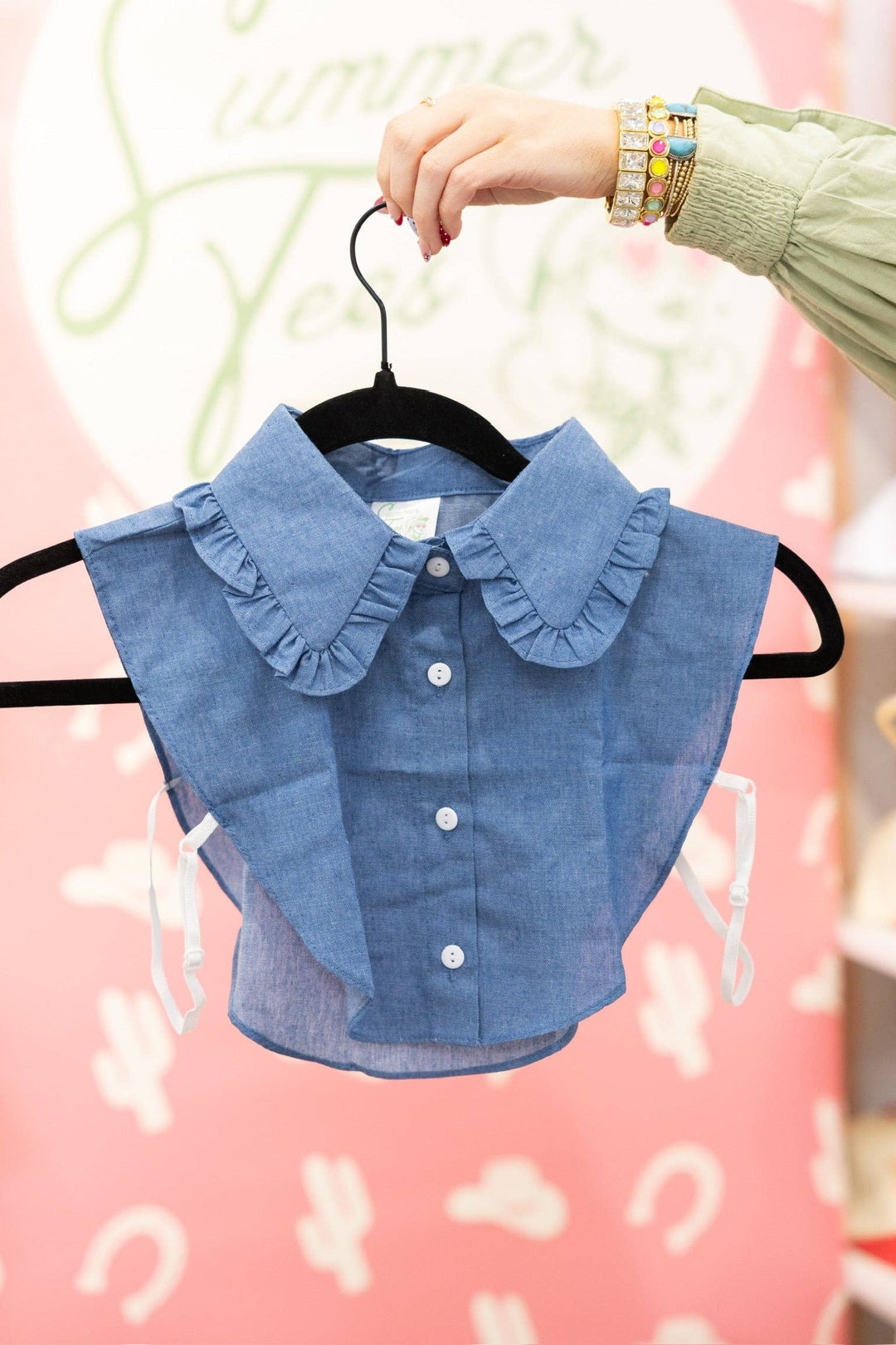 DENIM RUFFLE COLLAR-Accessories-Summer Tees-Shop with Bloom West Boutique, Women's Fashion Boutique, Located in Houma, Louisiana