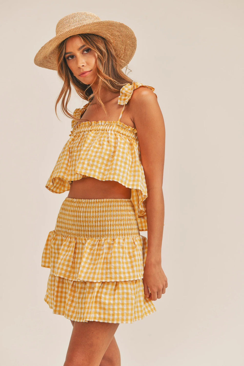 Daveigh Ruffle Crop Top and Skirt Set-One-Piece & Sets-mable-Shop with Bloom West Boutique, Women's Fashion Boutique, Located in Houma, Louisiana