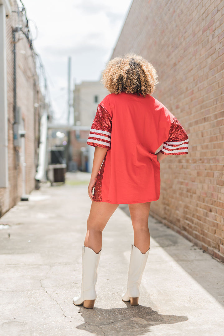 Emerson Game Day Sequin Shirt Dress-Dresses-fantastic Fawn-Shop with Bloom West Boutique, Women's Fashion Boutique, Located in Houma, Louisiana