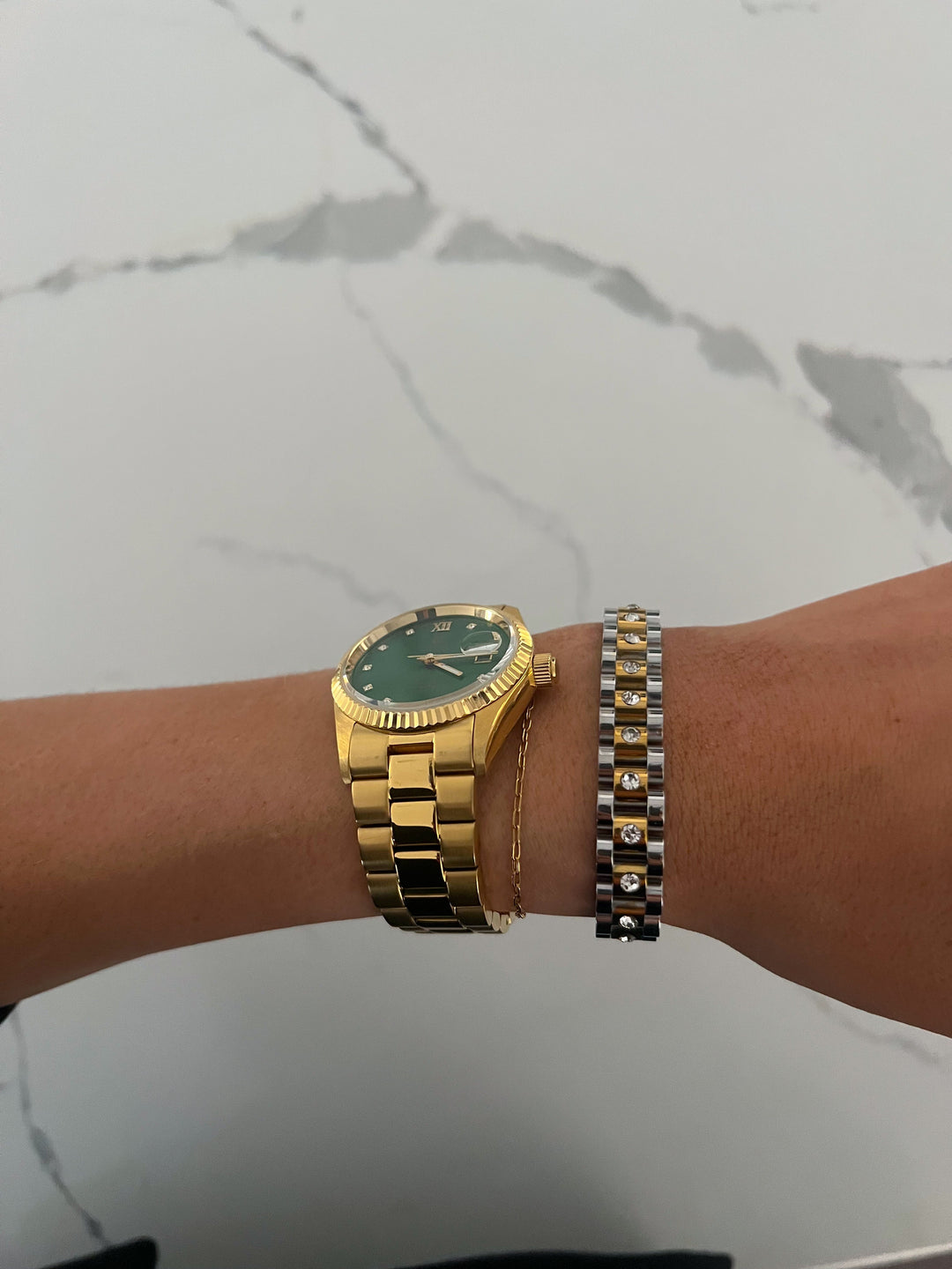 DIAMOND TWO TONED WATCH BAND BRACELET-Bracelet-Chansuttpearls-Shop with Bloom West Boutique, Women&
