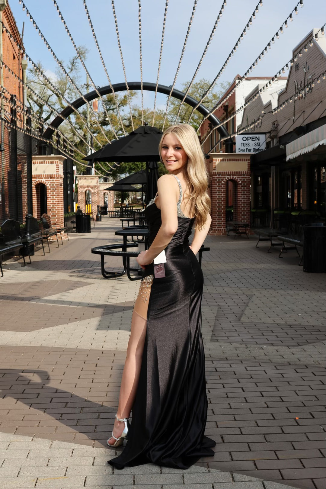 Avani Satin Gown Embellished Bust And Slit-Dresses-cinderella by divine-Shop with Bloom West Boutique, Women's Fashion Boutique, Located in Houma, Louisiana