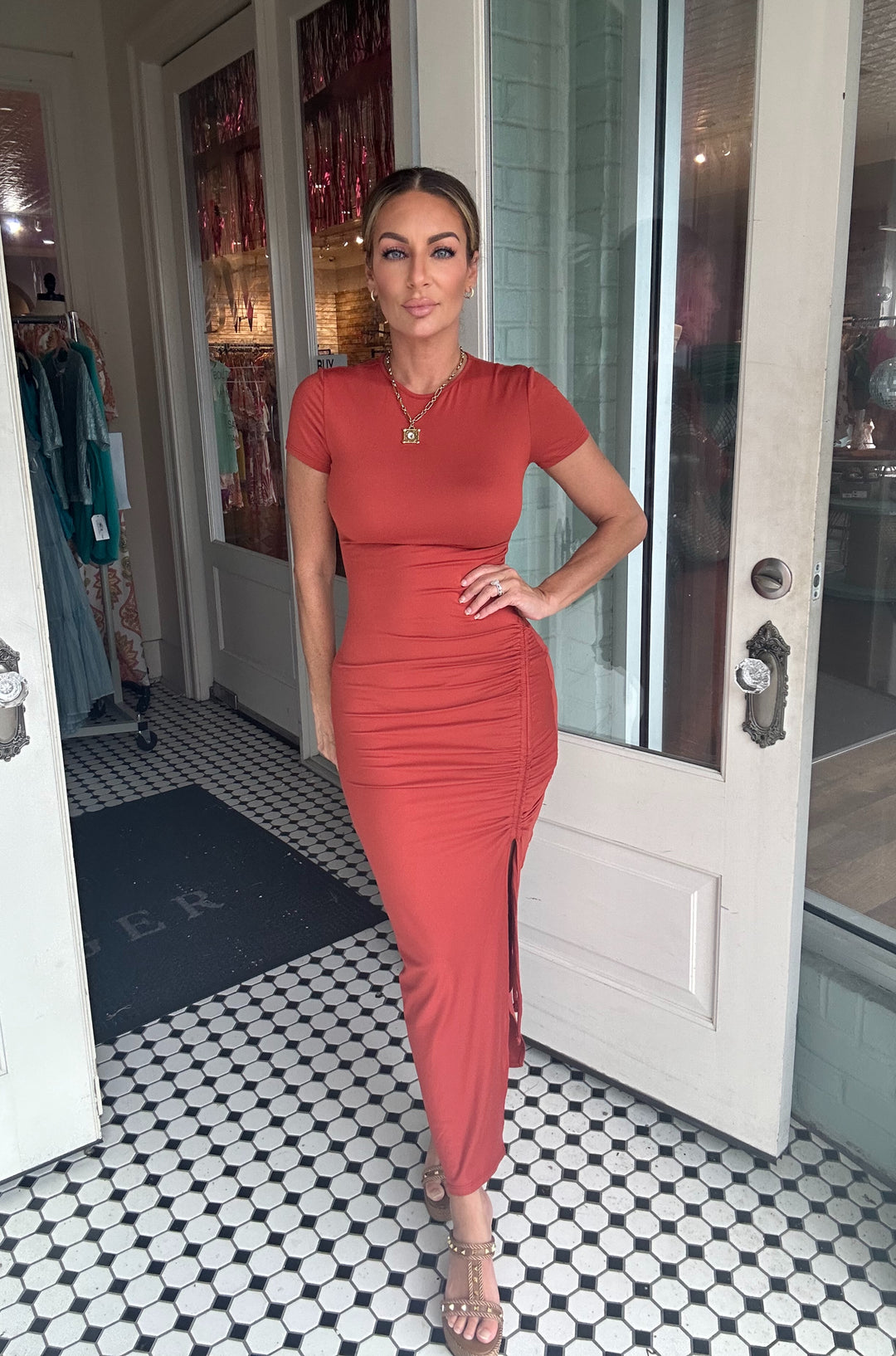 Autumn Full Length Side Tie Dress-Midi Dresses-Popular 21-Shop with Bloom West Boutique, Women's Fashion Boutique, Located in Houma, Louisiana