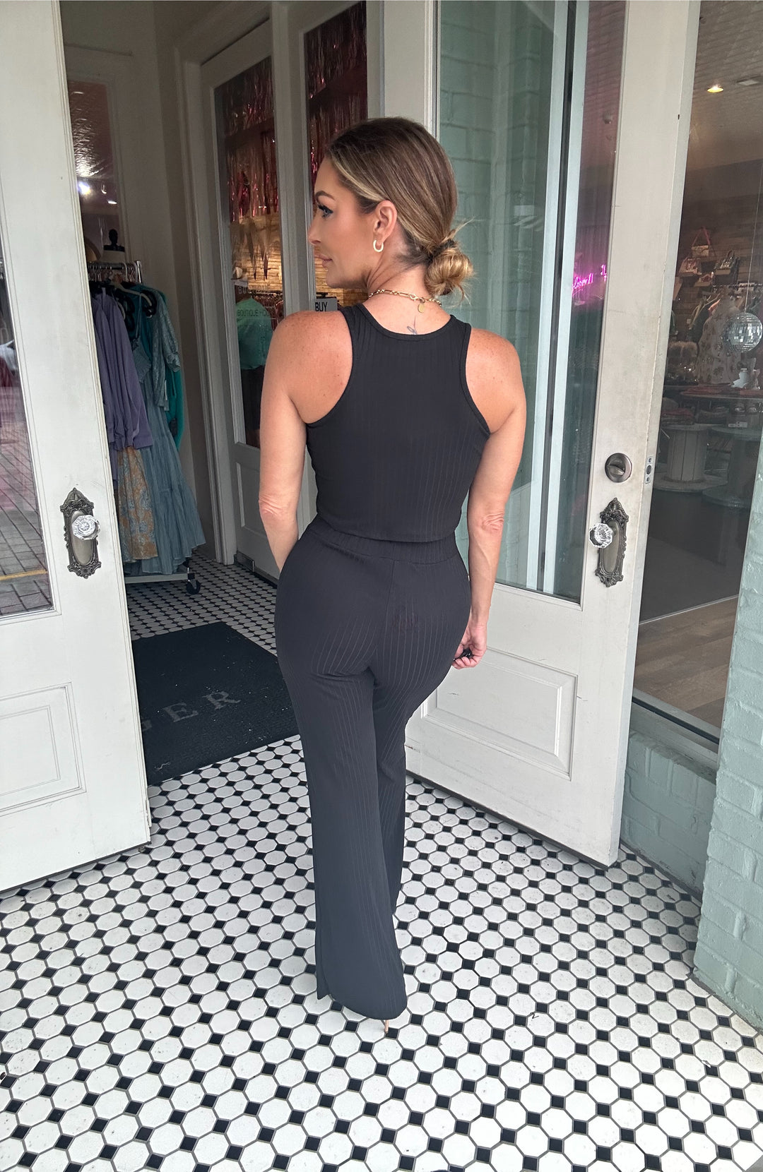 Lola Ribbed Cropped Top & Bootcut Pants Set-Outfits-Capella Apparel-Shop with Bloom West Boutique, Women's Fashion Boutique, Located in Houma, Louisiana