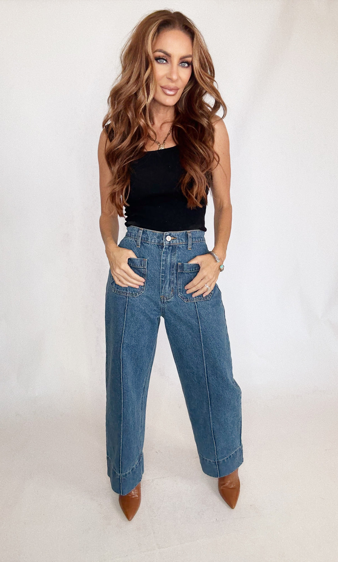Everly Wide Legs Denim Jeans-Pants-Entro-Shop with Bloom West Boutique, Women's Fashion Boutique, Located in Houma, Louisiana