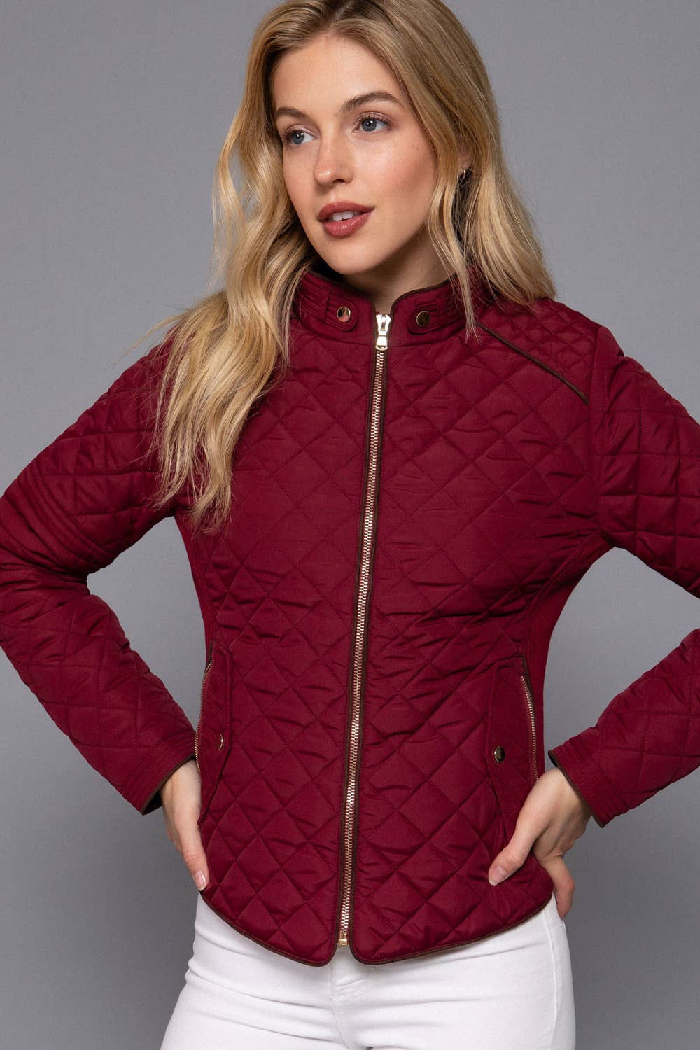 Suede Piping Detail Rib Quilted Padding Jacket : OLV-olive oil / L-Active Basic | Active USA-Shop with Bloom West Boutique, Women's Fashion Boutique, Located in Houma, Louisiana