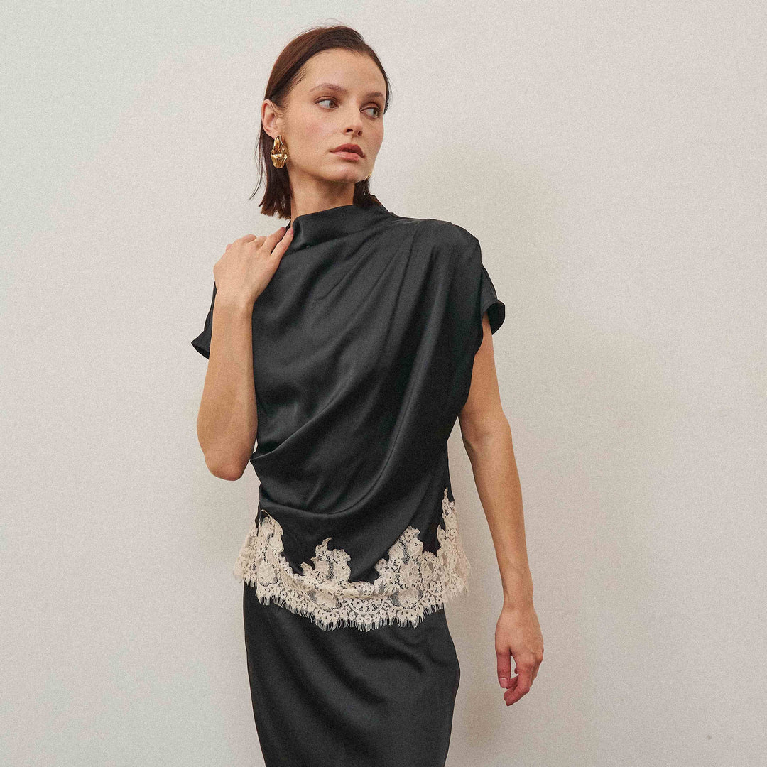 AT3558 Lace satin top-Able-Shop with Bloom West Boutique, Women&