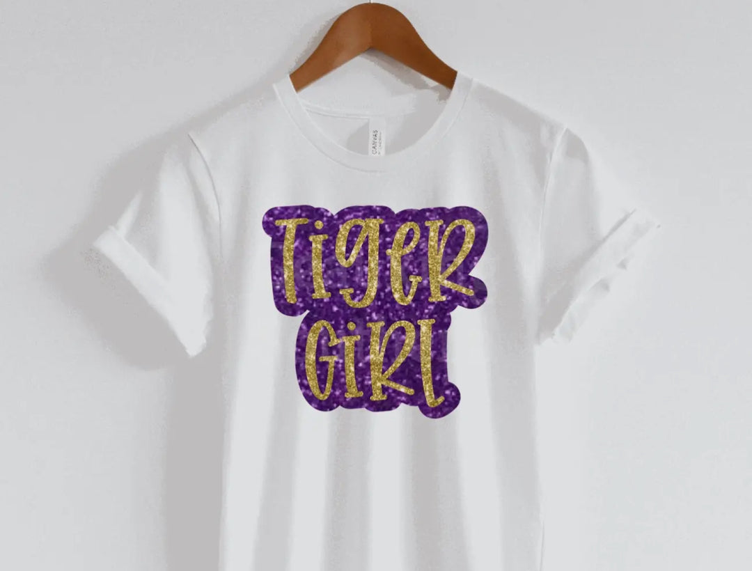 Tiger Girl Gliter Shirt-Graphic Tees-Geauxing Southern Boutique-Shop with Bloom West Boutique, Women's Fashion Boutique, Located in Houma, Louisiana