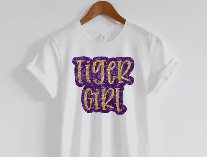 Tiger Girl Glitter Shirt-Graphic Tees-Geauxing Southern Boutique-Shop with Bloom West Boutique, Women's Fashion Boutique, Located in Houma, Louisiana