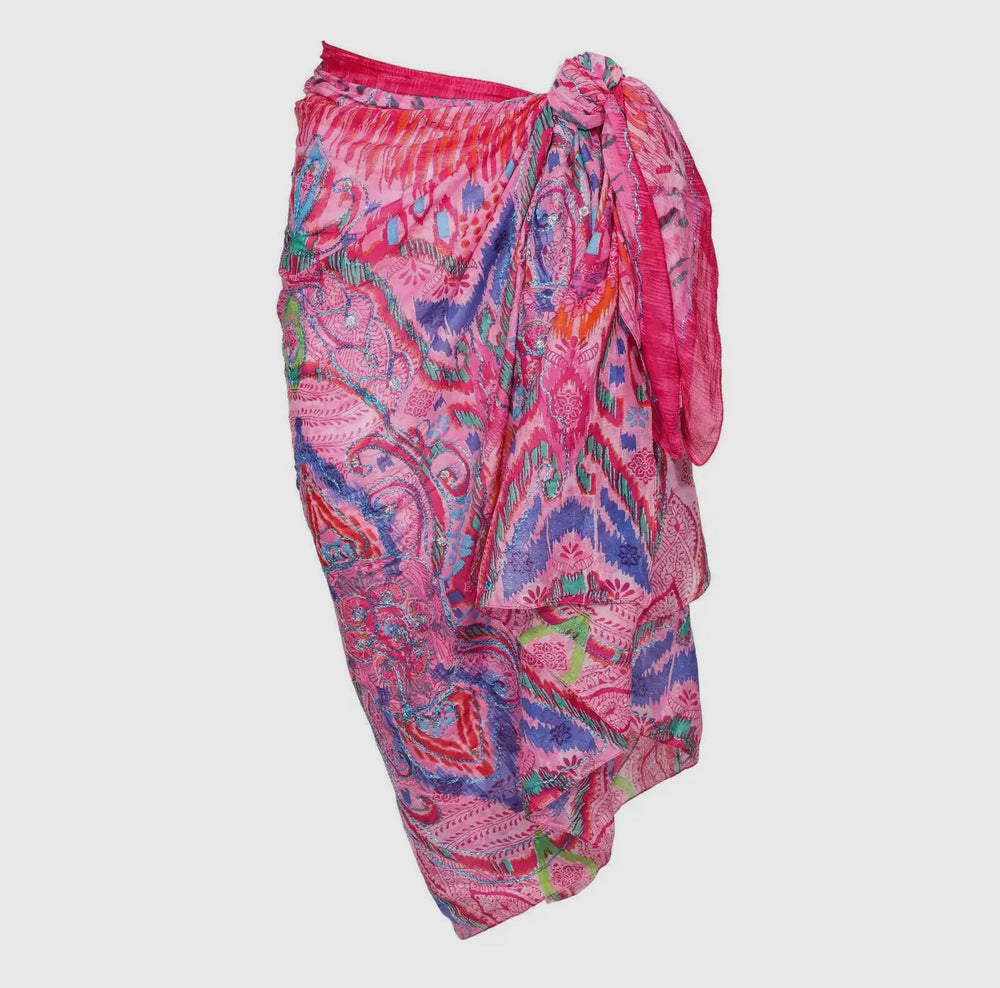 Pink Cotton Sarong Boho Beach Coverup-Cover Ups-Dalfiya-Shop with Bloom West Boutique, Women's Fashion Boutique, Located in Houma, Louisiana