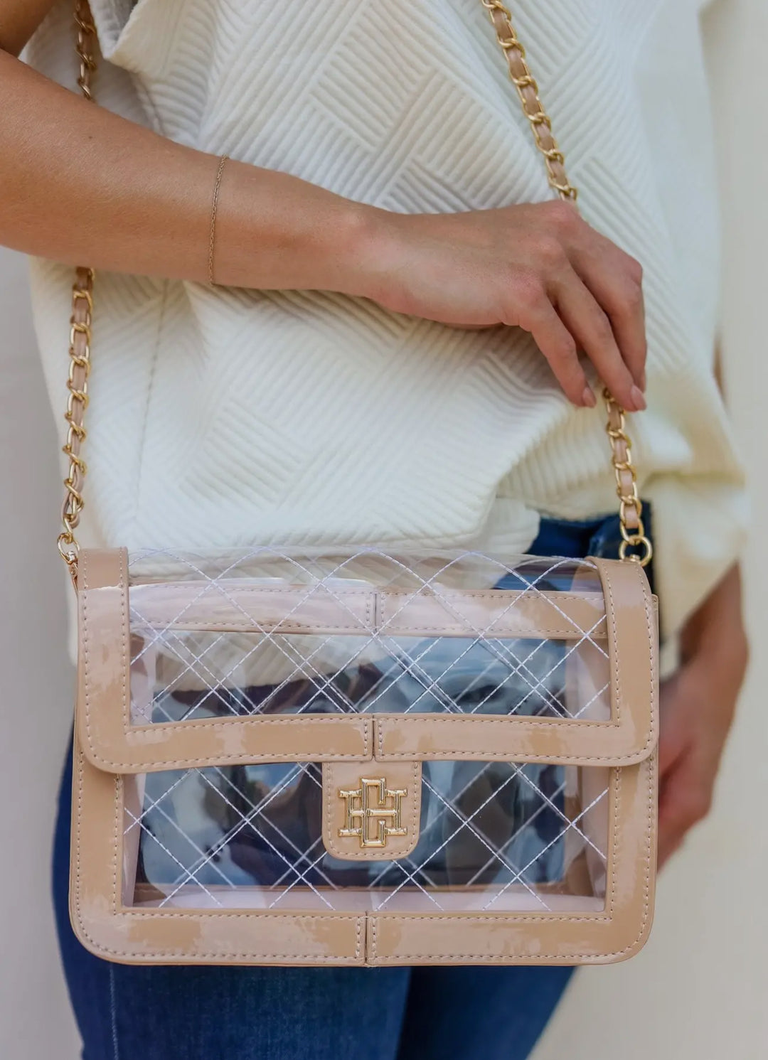 Quinn Quilted Clear Crossbody Bag-Handbags-Caroline Hill-Shop with Bloom West Boutique, Women's Fashion Boutique, Located in Houma, Louisiana