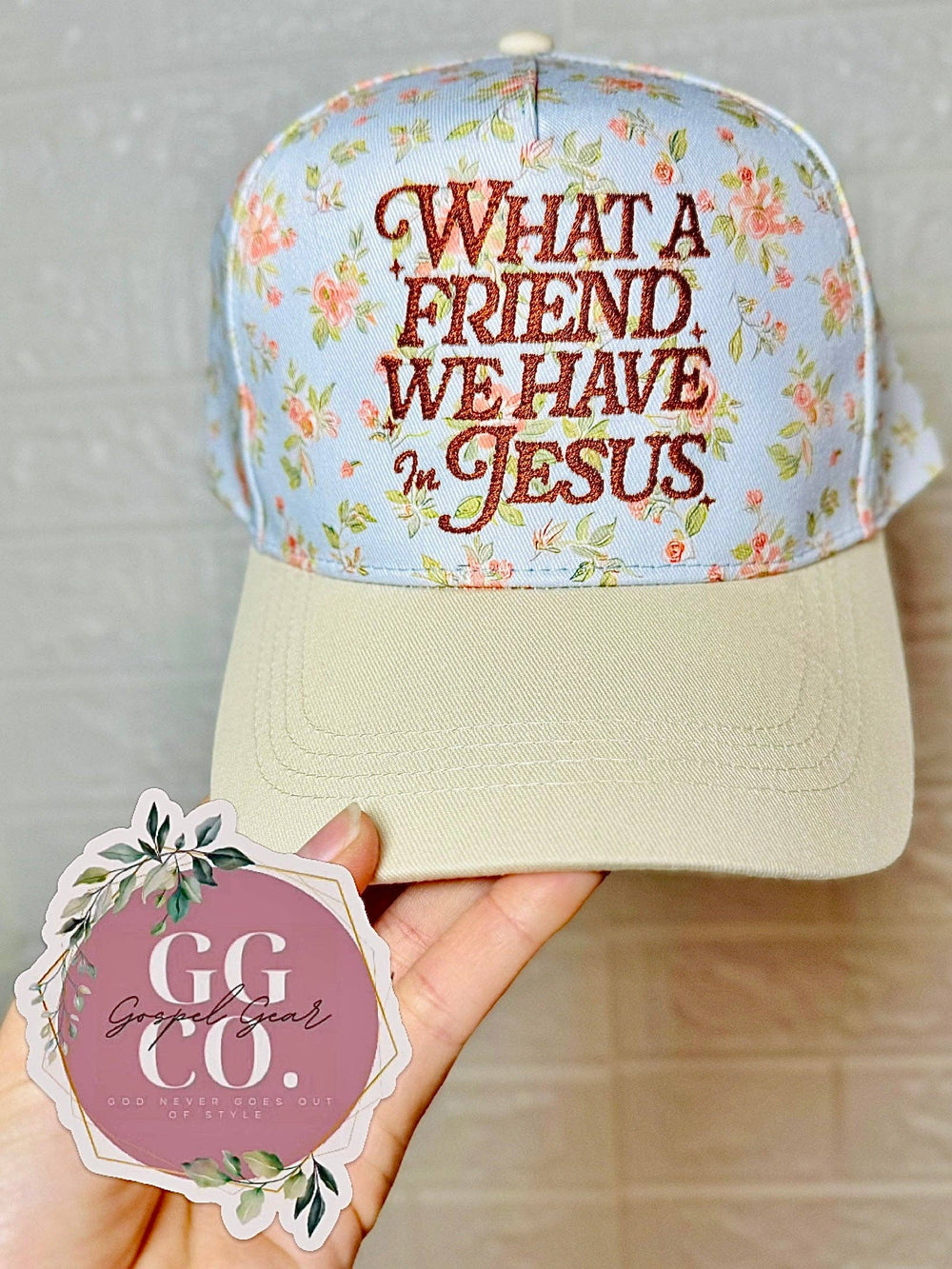 What A Friend We Have In Jesus Embroidered Hat-Gospel Gear Co-Shop with Bloom West Boutique, Women's Fashion Boutique, Located in Houma, Louisiana