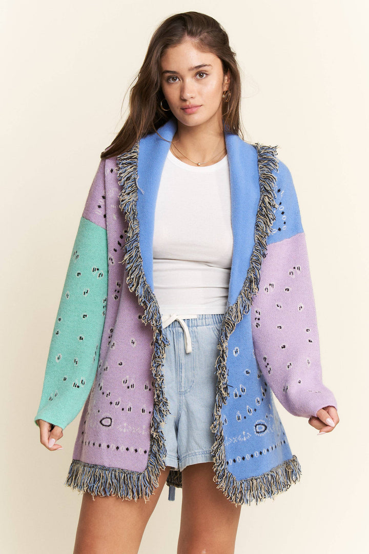 PAISLEY PRINT CONTRAST CARDIGAN-JADE BY JANE-Shop with Bloom West Boutique, Women&