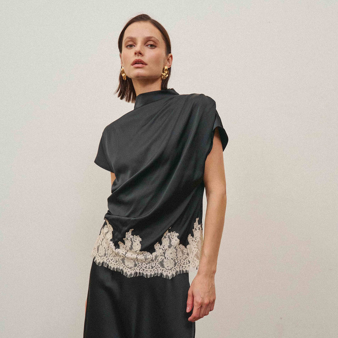 AT3558 Lace satin top-Able-Shop with Bloom West Boutique, Women&