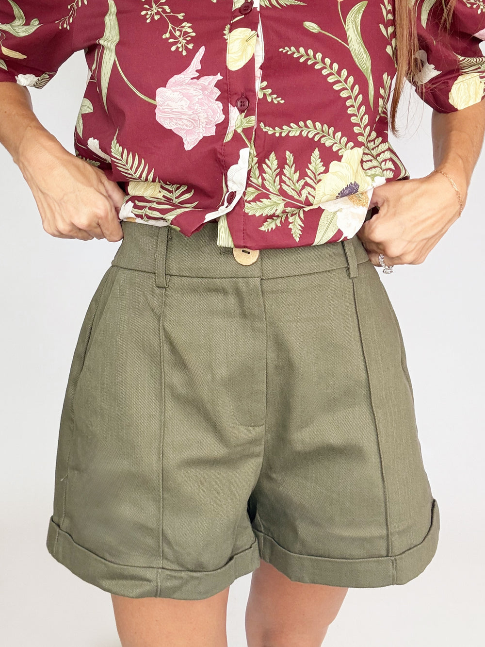 Margot Lane Shorts in Olive-Shorts-Entro-Shop with Bloom West Boutique, Women's Fashion Boutique, Located in Houma, Louisiana