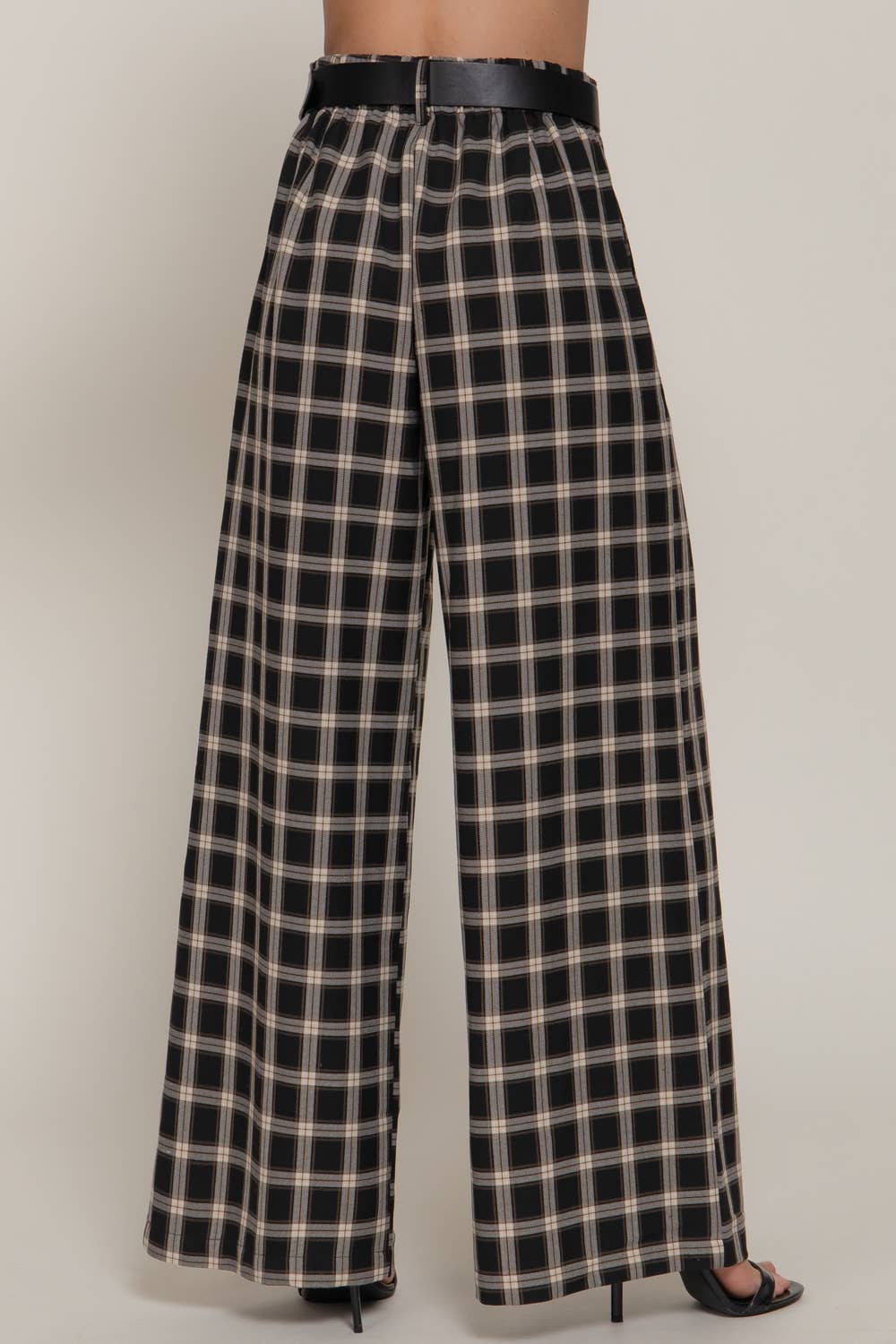 Beth Plaid Woven Wide Long Pants-Active Basic | Active USA-Shop with Bloom West Boutique, Women's Fashion Boutique, Located in Houma, Louisiana
