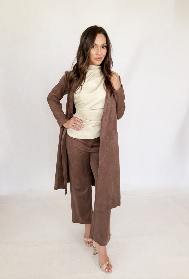 Sofía Suede Pants Brown-Pants-skies are blue-Shop with Bloom West Boutique, Women's Fashion Boutique, Located in Houma, Louisiana