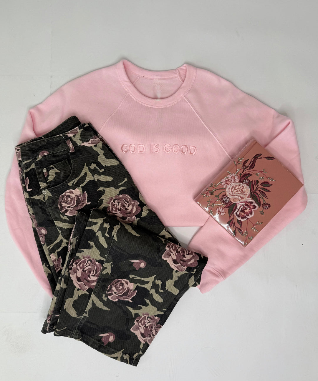 God Is Good sweater pink-Sweaters-Bloom West Boutique-Shop with Bloom West Boutique, Women's Fashion Boutique, Located in Houma, Louisiana