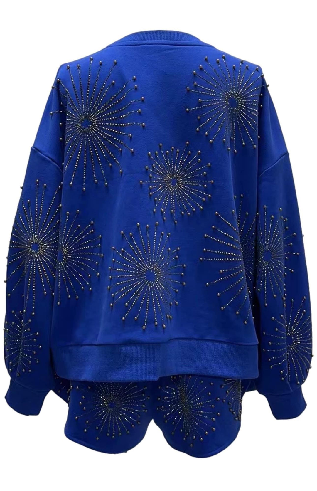 Royal Blue Queen Of Sparkles Firework Sweatshirt-Sweaters-Queen Of Sparkles-Shop with Bloom West Boutique, Women's Fashion Boutique, Located in Houma, Louisiana