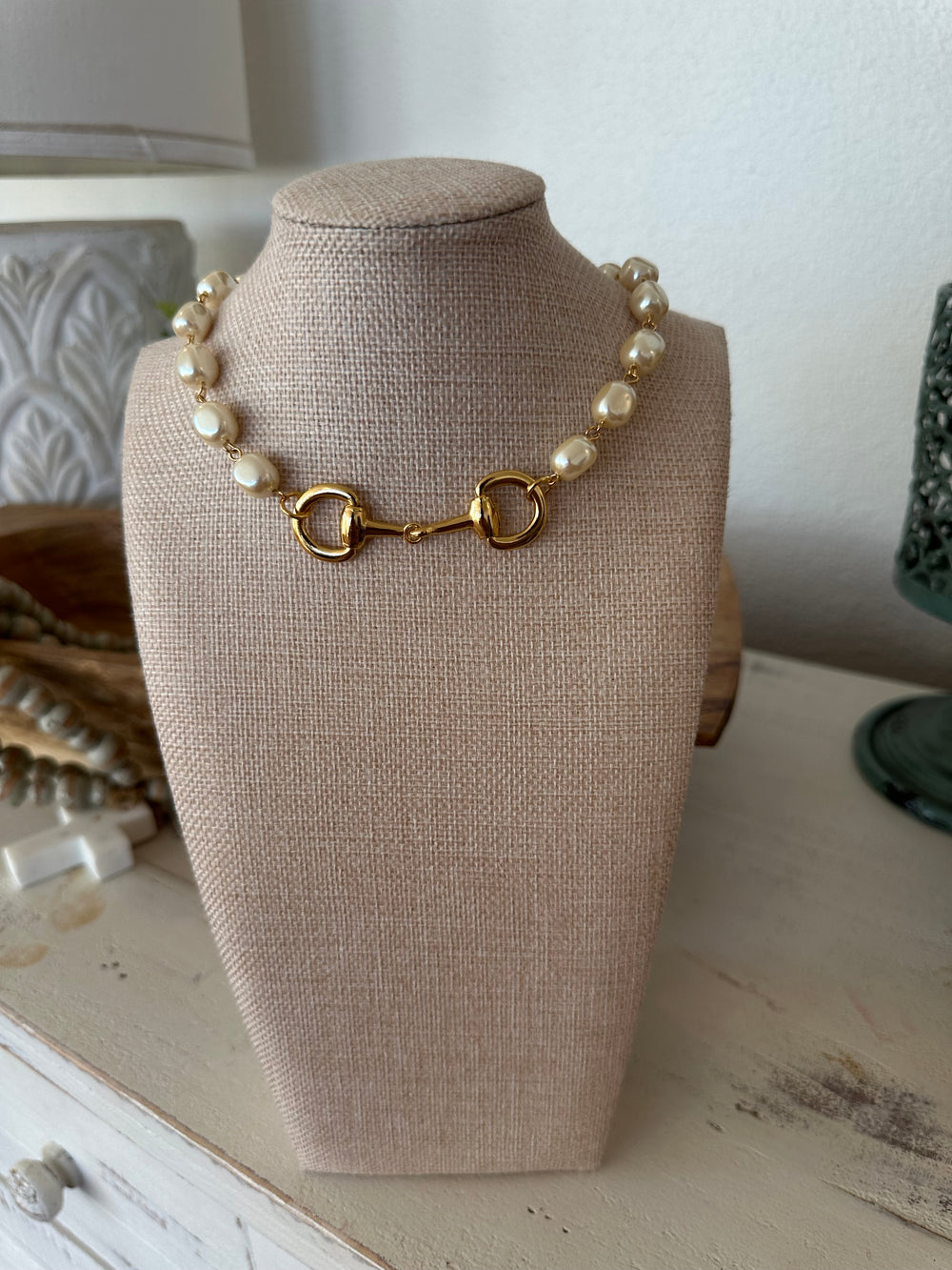 Erin Knight Small Gold Horse Bit Pearl Necklace-Necklaces-Erin Knight Designs-Shop with Bloom West Boutique, Women's Fashion Boutique, Located in Houma, Louisiana