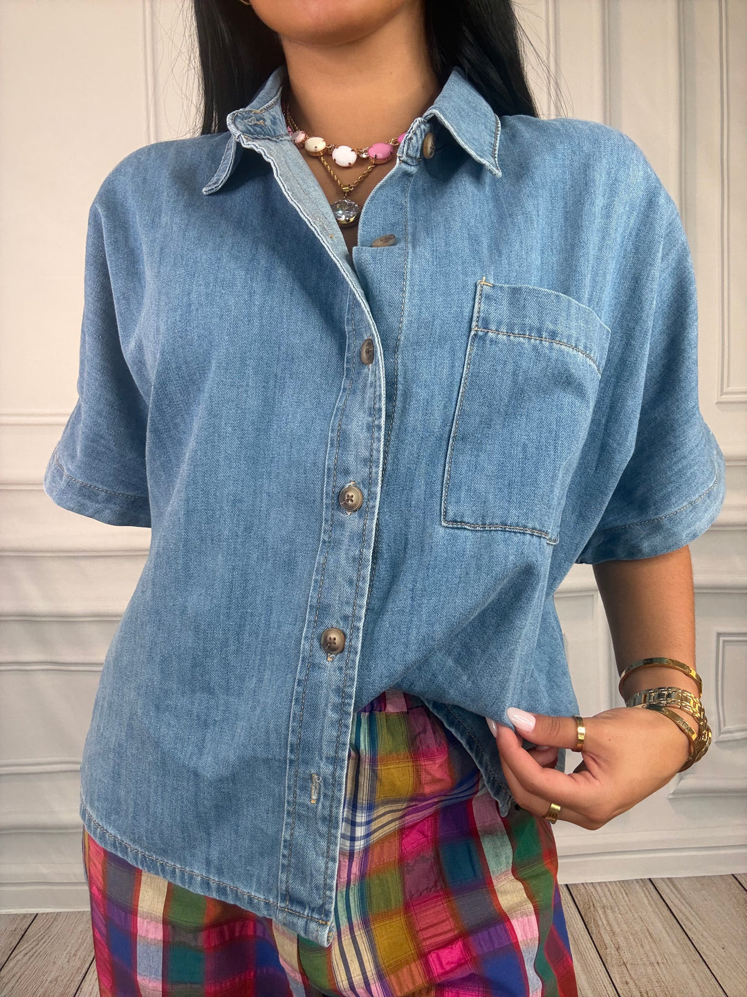 Main Street Denim Top-Tops-Twentifourth-Shop with Bloom West Boutique, Women&
