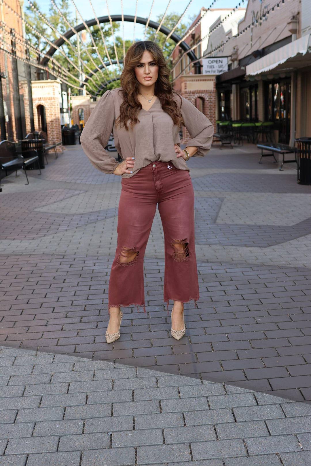 Lynnzie Long-sleeved V-Neck Blouse-Long Sleeves-ee:some-Shop with Bloom West Boutique, Women's Fashion Boutique, Located in Houma, Louisiana