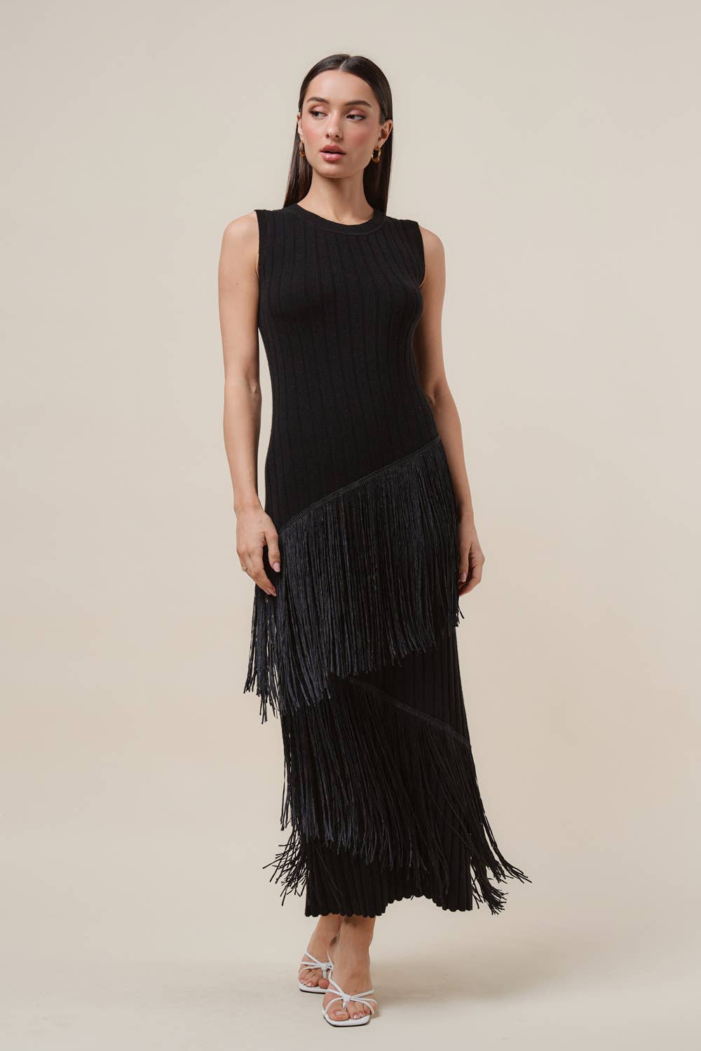AD3366 Asymmetric fringe maxi dress-Able-Shop with Bloom West Boutique, Women&