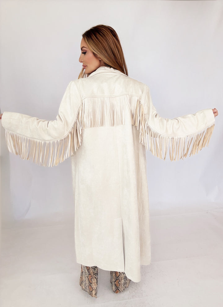 The Loretta Fringe Coat-Jackets-skies are blue-Shop with Bloom West Boutique, Women's Fashion Boutique, Located in Houma, Louisiana