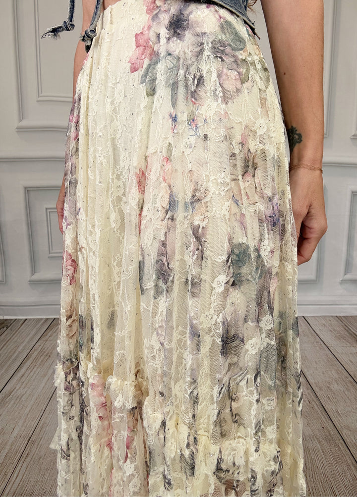 The Southern Garden Party Midi Skirt-Midi skirt-Origami Apparel ~ Lace and Crochet inspired-Shop with Bloom West Boutique, Women's Fashion Boutique, Located in Houma, Louisiana