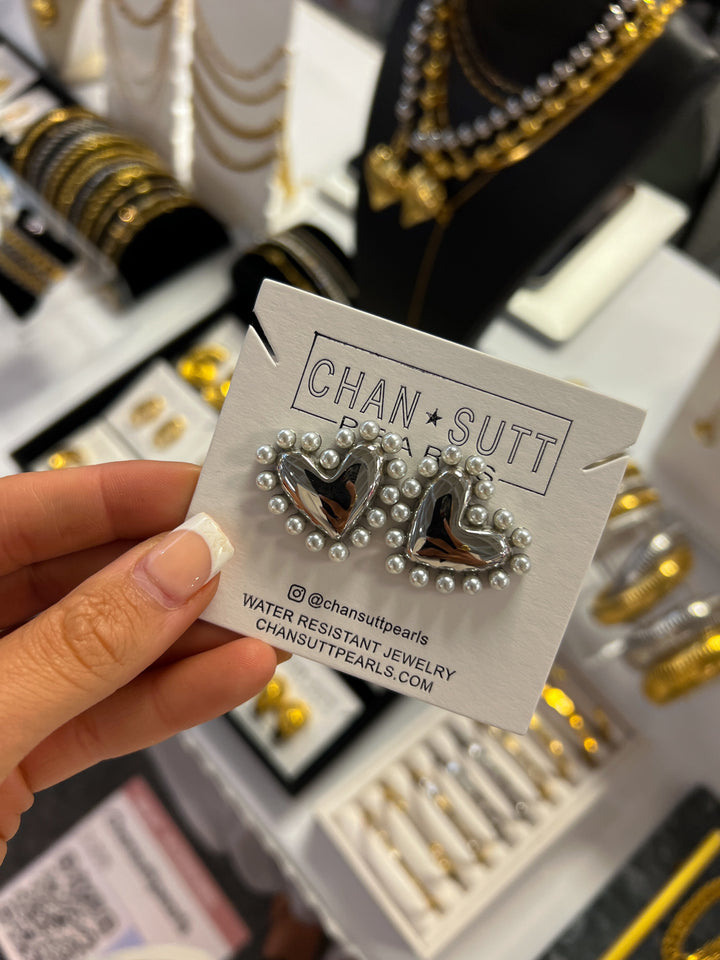 PEARL HEART EARRINGS-Earring-Chansuttpearls-Shop with Bloom West Boutique, Women&