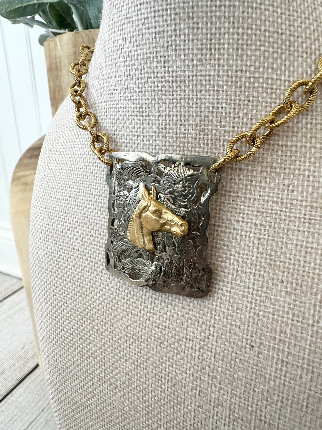 Erin Knight Vintage Gold Rope Necklace With Horse Pendant-Jewelry-Erin Knight Designs-Shop with Bloom West Boutique, Women&