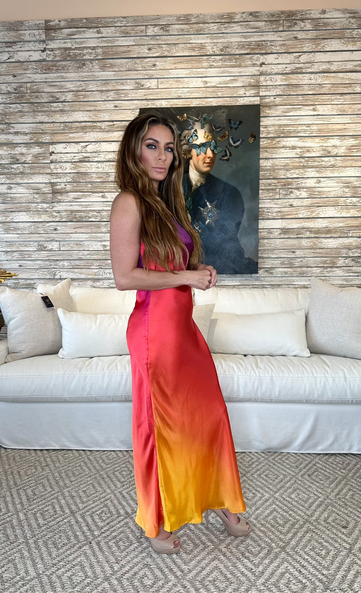 Carina Sunset Cosmo One Shoulder Maxi Dress-Dresses-dress forum-Shop with Bloom West Boutique, Women's Fashion Boutique, Located in Houma, Louisiana