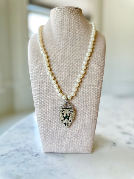 【VINTAGE HOLLYWOOD】Pixel Rabbit Pearl Necklace★送料無料 Franklin Mint Vintage 1980's Rabbit and Pearl Charm, Gold