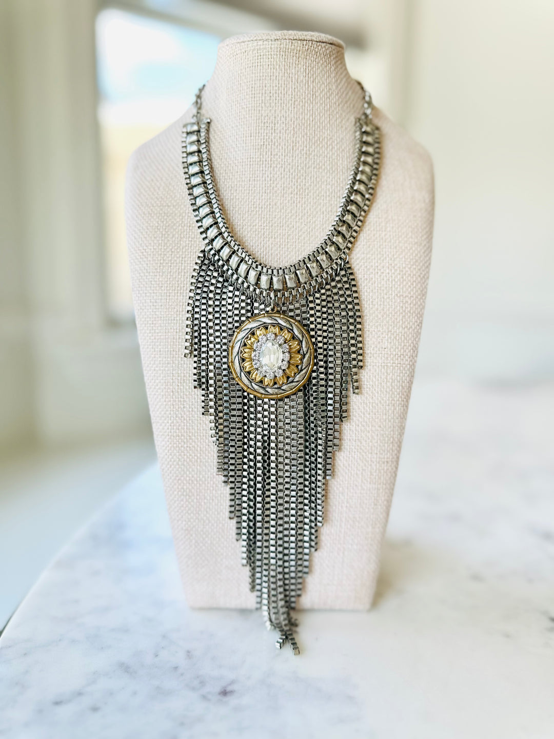 Erin Knight Vintage Mixed Metals with Rhinestone Pendant-Jewelry-Erin Knight Designs-Shop with Bloom West Boutique, Women's Fashion Boutique, Located in Houma, Louisiana