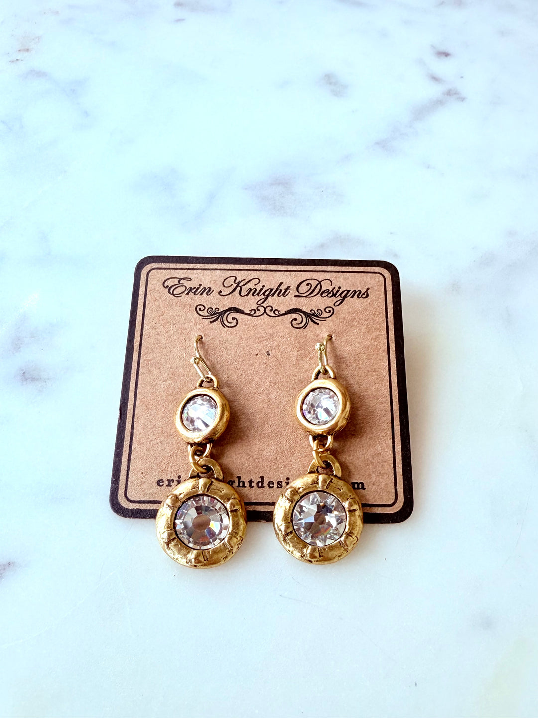 Erin Knight Gold Plated Swarovski Crystal Earrings-Earrings-Erin Knight Designs-Shop with Bloom West Boutique, Women's Fashion Boutique, Located in Houma, Louisiana