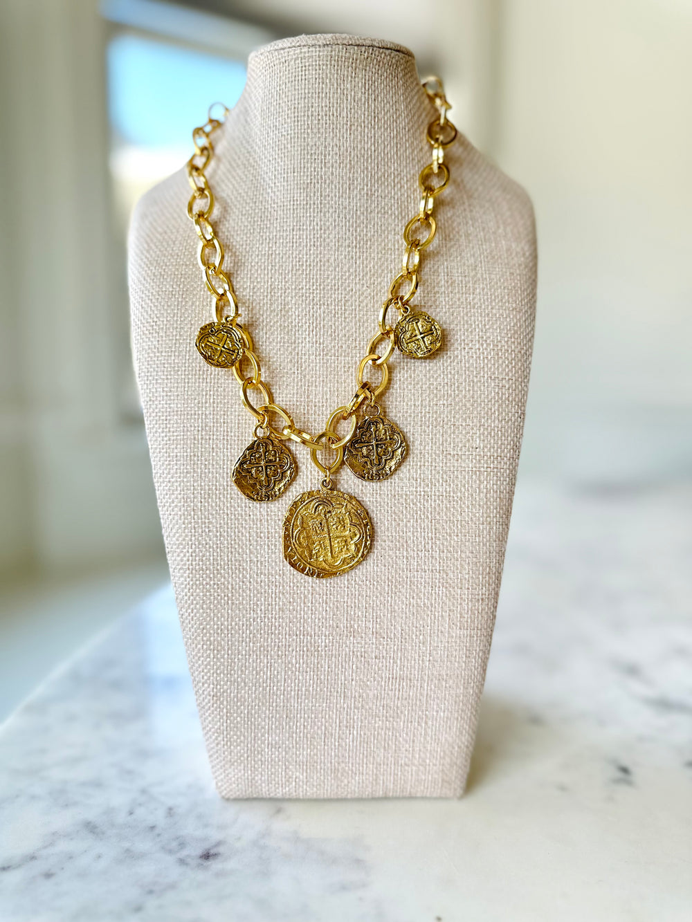 Gold Plated Coin Charm Necklace-Necklaces-Lula n Lee-Shop with Bloom West Boutique, Women's Fashion Boutique, Located in Houma, Louisiana