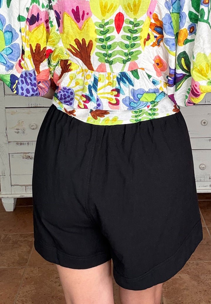 Black Coastline Shorts-Shorts-entro-Shop with Bloom West Boutique, Women's Fashion Boutique, Located in Houma, Louisiana