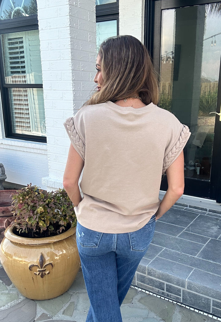 Leila Braided Sleeve Top-Long Sleeves-Entro-Shop with Bloom West Boutique, Women's Fashion Boutique, Located in Houma, Louisiana