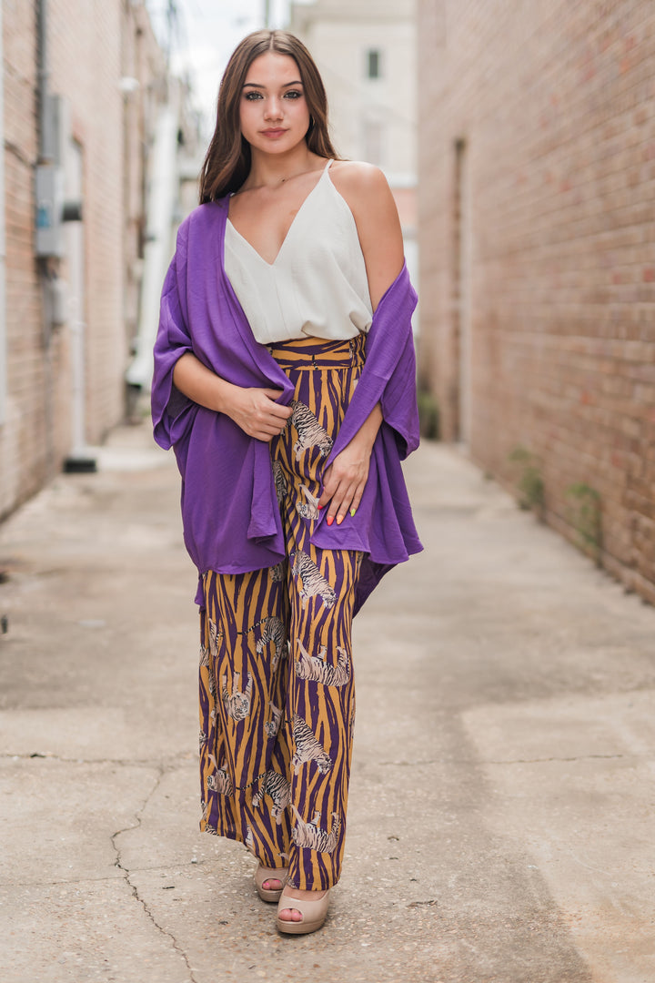 Cora Flowy LSU Pants-Pants-Adrienne-Shop with Bloom West Boutique, Women's Fashion Boutique, Located in Houma, Louisiana
