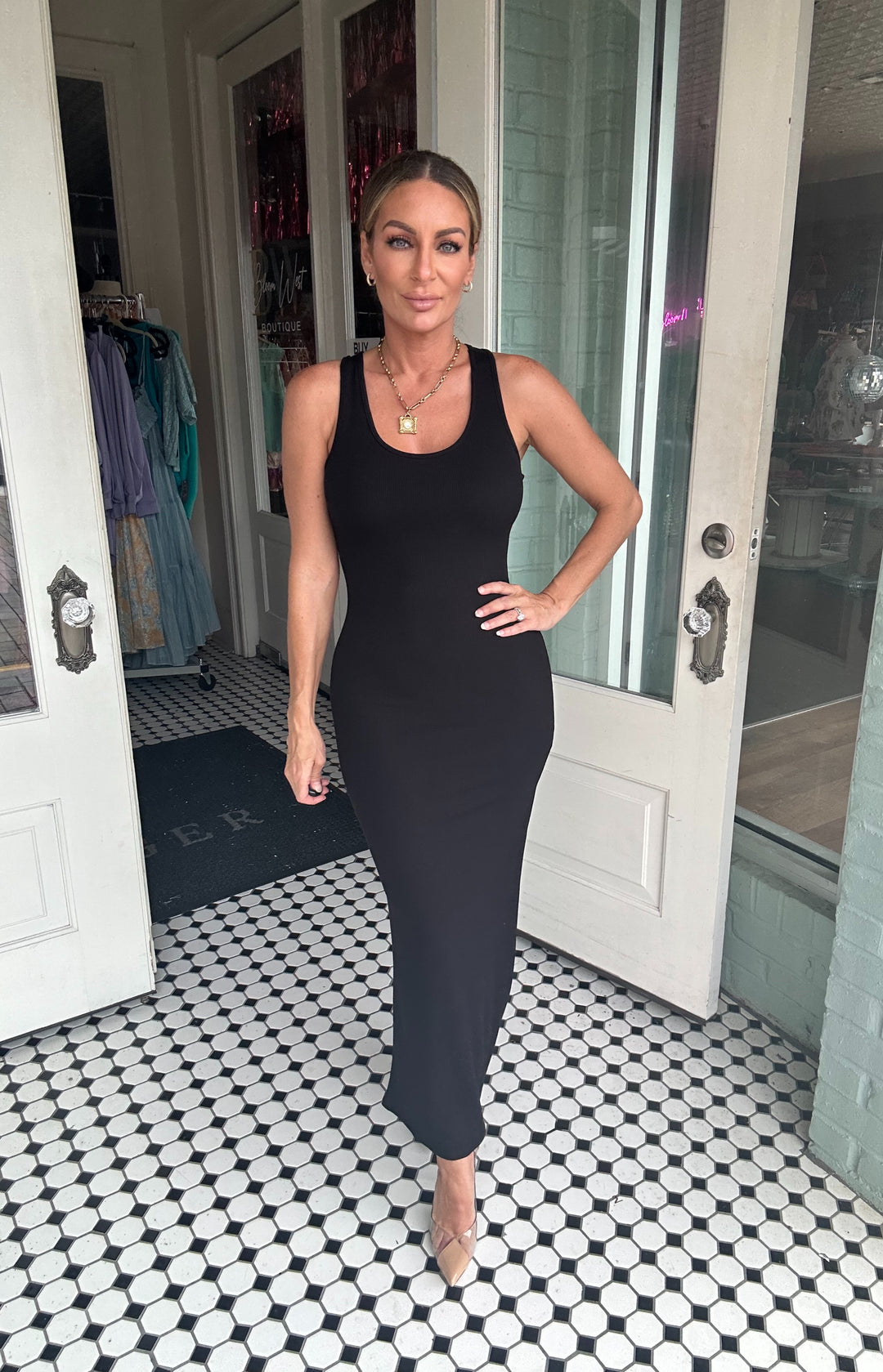 Britt Full Length Ribbed Sleeveless Dress-Midi Dresses-Popular 21-Shop with Bloom West Boutique, Women's Fashion Boutique, Located in Houma, Louisiana