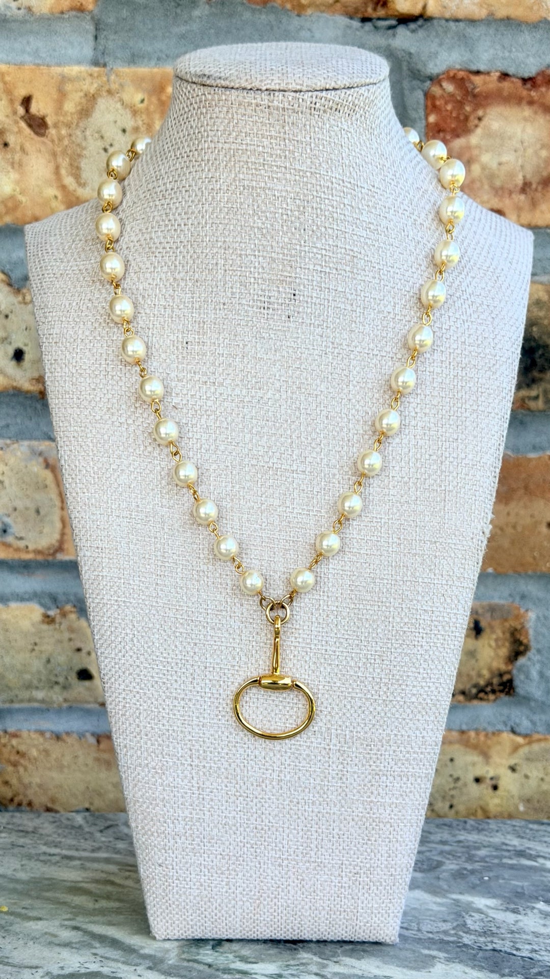 Erin Knight Vintage Faux Pearls With Vintage Gold Plated Horse Bit-Jewelry-Erin Knight Designs-Shop with Bloom West Boutique, Women's Fashion Boutique, Located in Houma, Louisiana