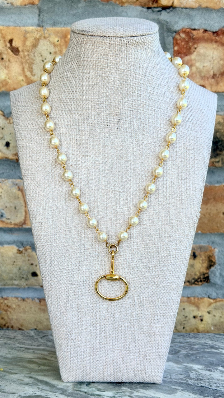 Erin Knight Vintage Faux Pearls With Vintage Gold Plated Horse Bit-Jewelry-Erin Knight Designs-Shop with Bloom West Boutique, Women&