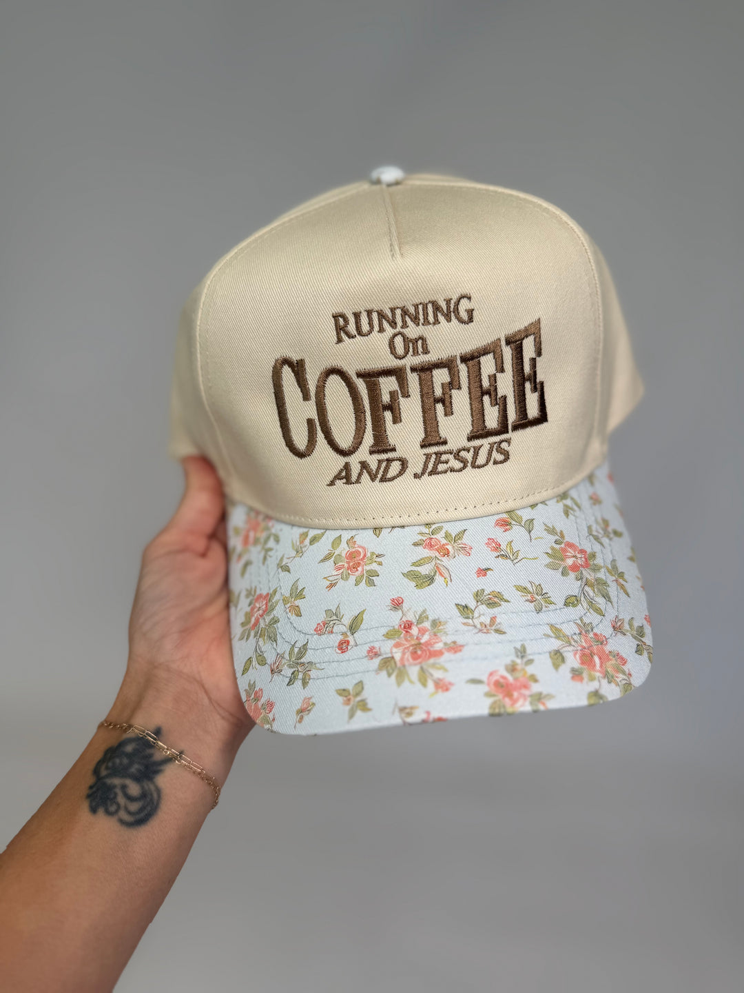 Coffee and Jesus floral hat-Hats-Gospel Gear Co-Shop with Bloom West Boutique, Women's Fashion Boutique, Located in Houma, Louisiana
