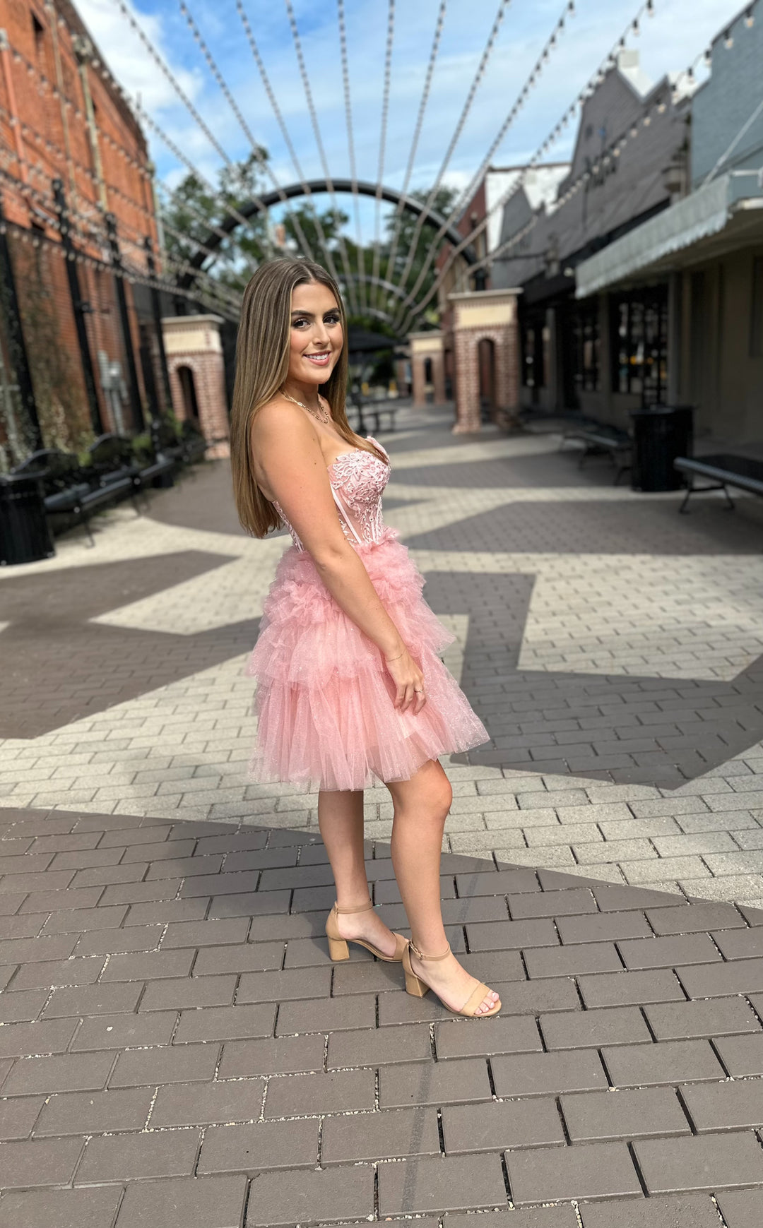 Darina Strapless Lace Corset With Tulle Ruffle Skirt Dress-Semi Formal Dresses-juliet-Shop with Bloom West Boutique, Women's Fashion Boutique, Located in Houma, Louisiana