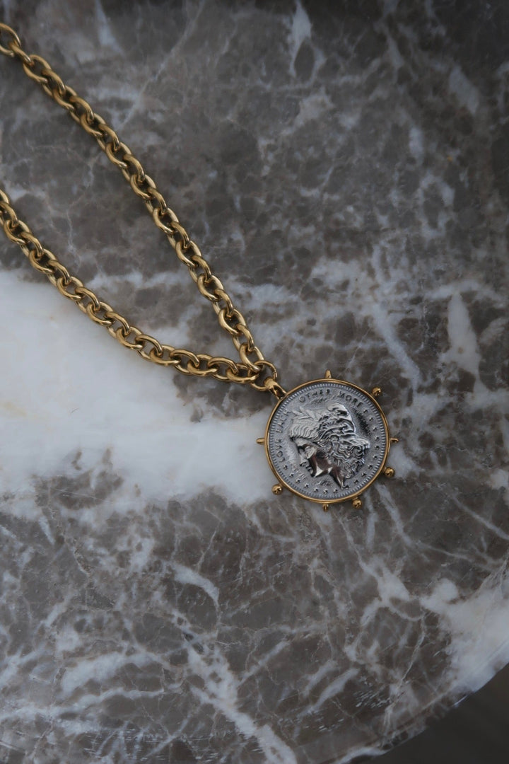 TWO TONED COIN NECKLACE-Chansuttpearls-Shop with Bloom West Boutique, Women&