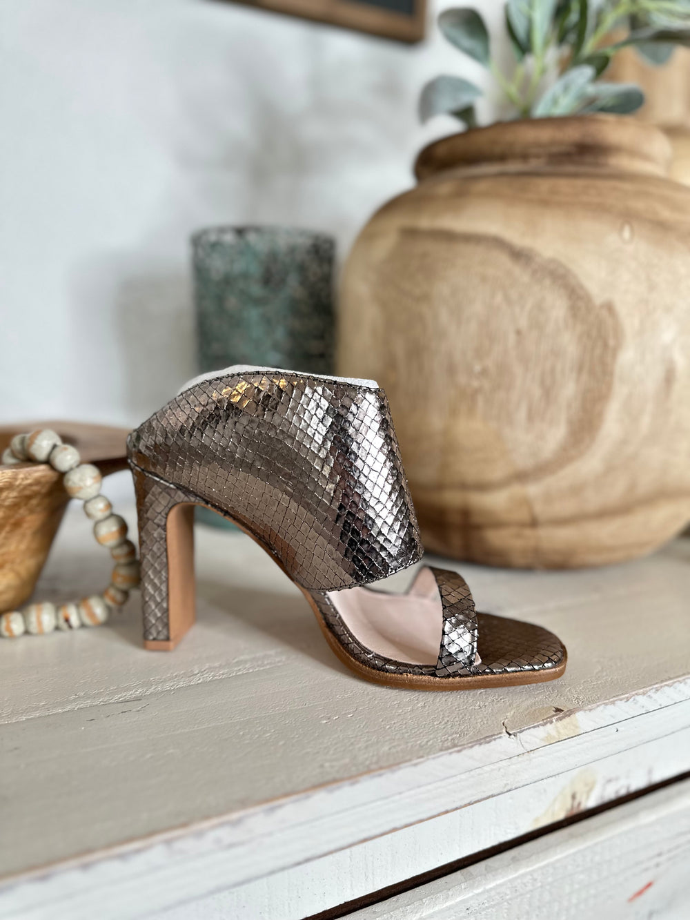 Linx Slide Heel-Pewter-Heels-42 gold-Shop with Bloom West Boutique, Women's Fashion Boutique, Located in Houma, Louisiana