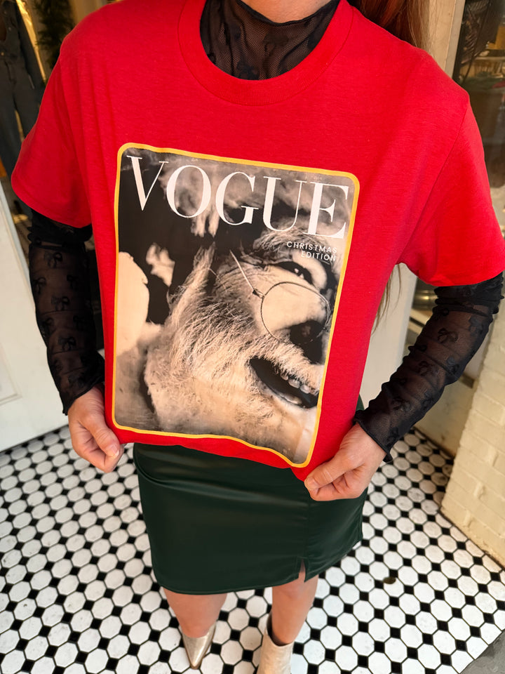 Vouge Christmas Editon Tee-Graphic Tees-The Wild Navy-Shop with Bloom West Boutique, Women's Fashion Boutique, Located in Houma, Louisiana