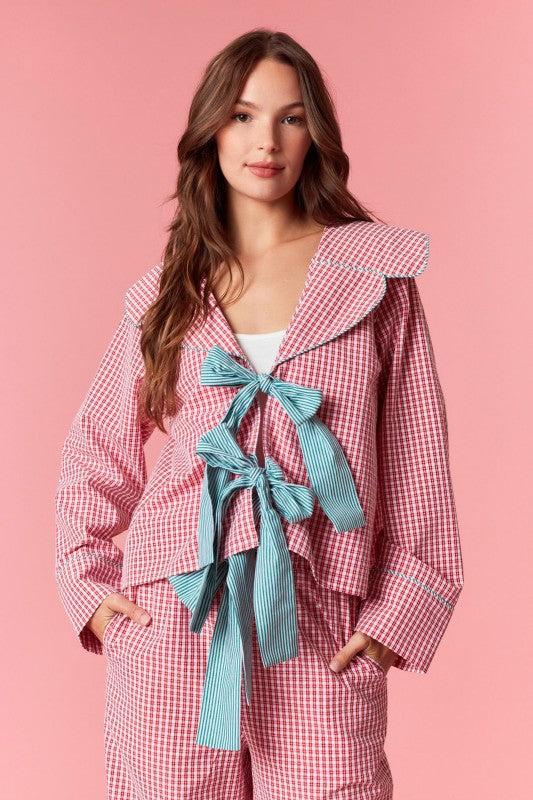 The Yuletide Bow Set-Pajamas-Peach Love-Shop with Bloom West Boutique, Women's Fashion Boutique, Located in Houma, Louisiana