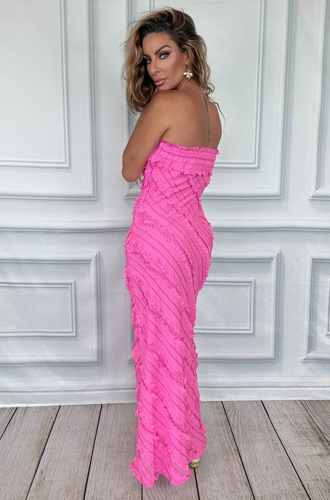 The Palm Royale Texture Gown-Maxi Dresses-2.7 August Apparel-Shop with Bloom West Boutique, Women&